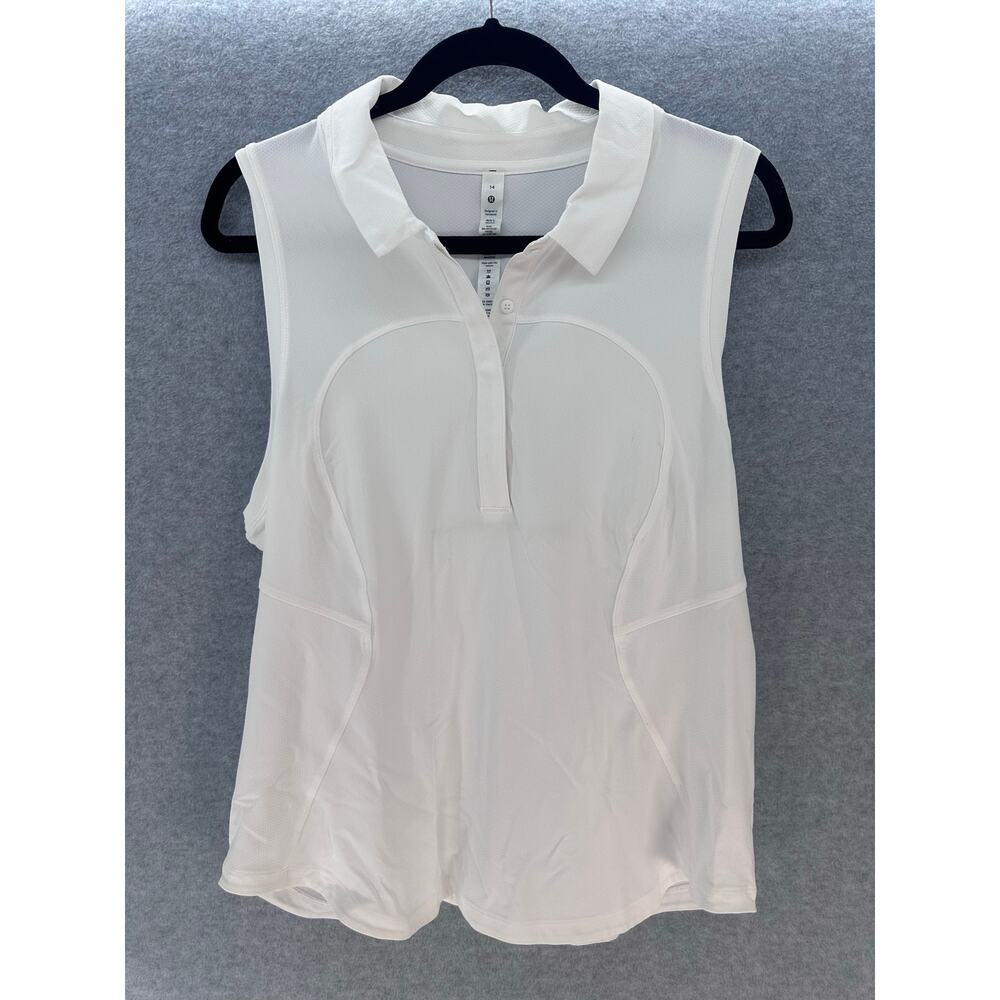 NWT Lululemon Women's 14 White  Quick-Dry Sleeveless Polo Pickleball Tennis Gym